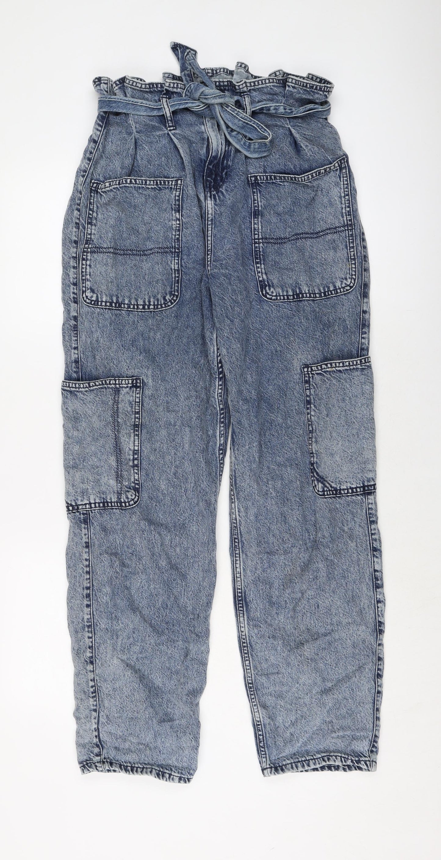 River Island Womens Blue Cotton Mom Jeans Size 12 L28 in Regular Button