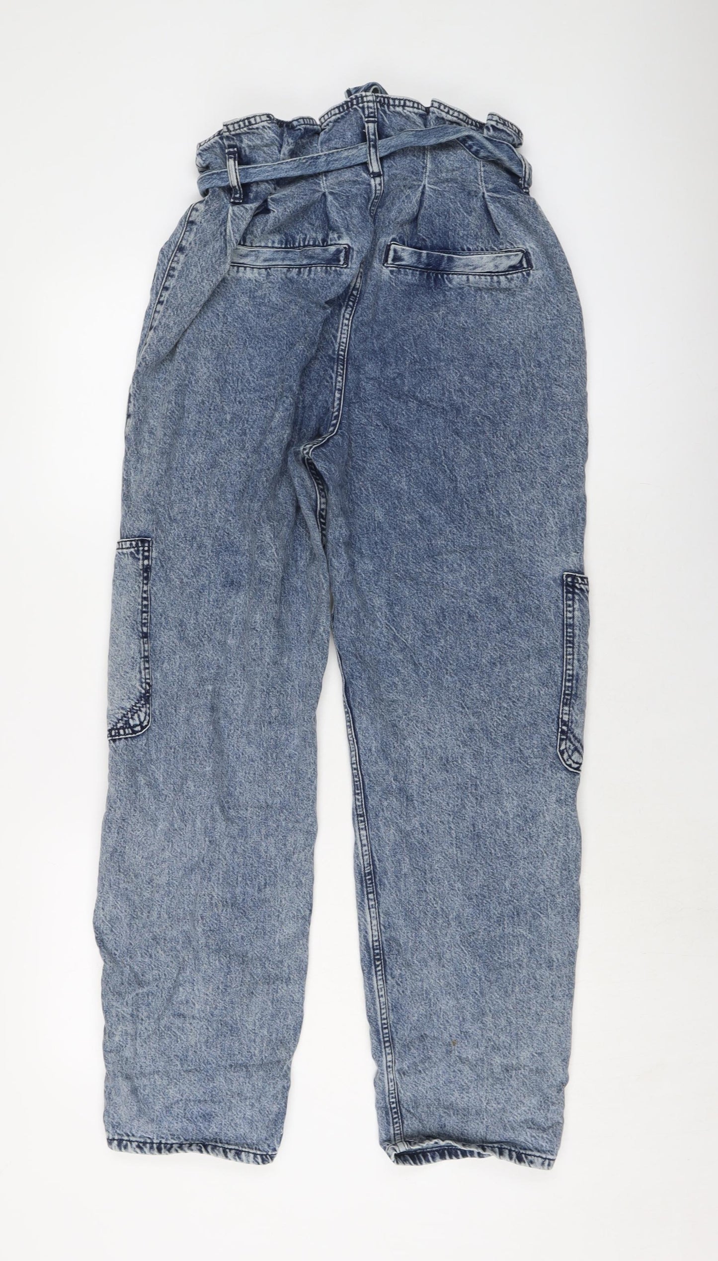 River Island Womens Blue Cotton Mom Jeans Size 12 L28 in Regular Button