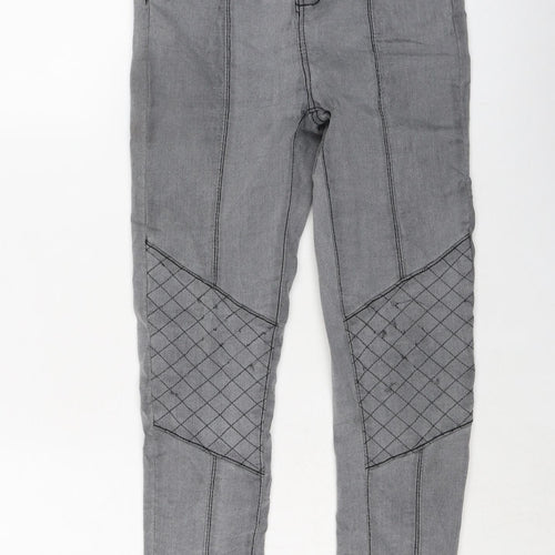 PRETTYLITTLETHING Womens Grey Cotton Skinny Jeans Size 10 L27 in Regular Button