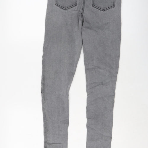 PRETTYLITTLETHING Womens Grey Cotton Skinny Jeans Size 10 L27 in Regular Button