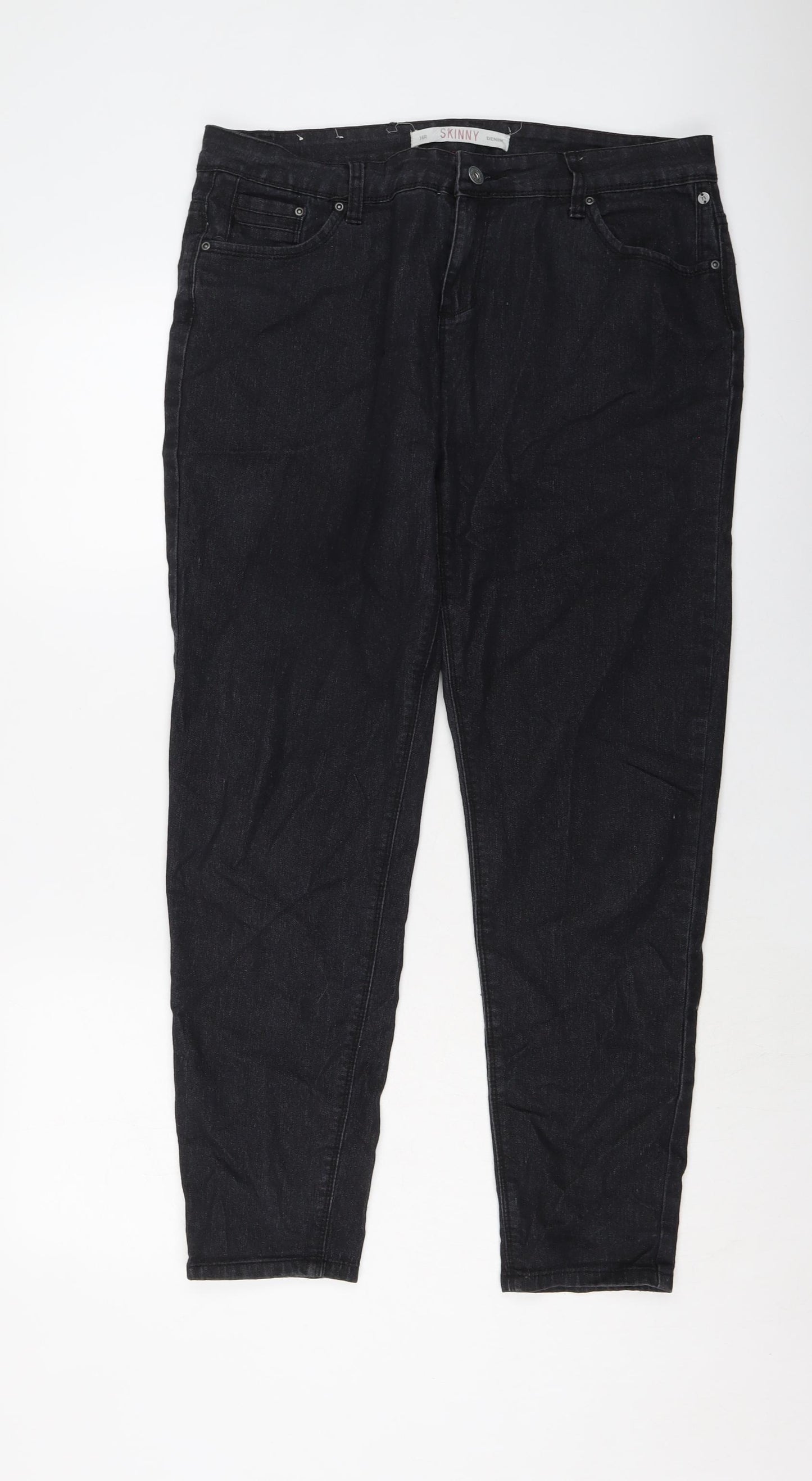 NEXT Womens Grey Cotton Skinny Jeans Size 16 L28 in Regular Button