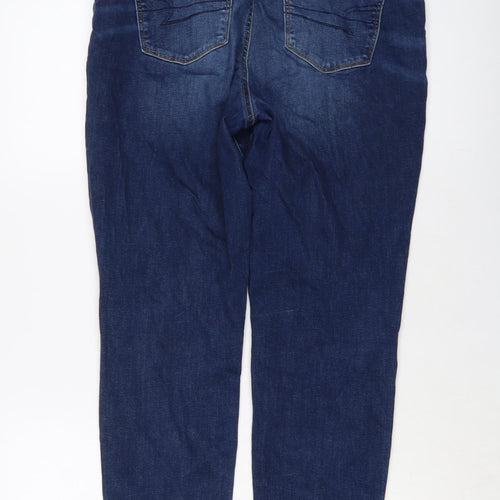 American Eagle Womens Blue Cotton Skinny Jeans Size 16 L28 in Regular Button