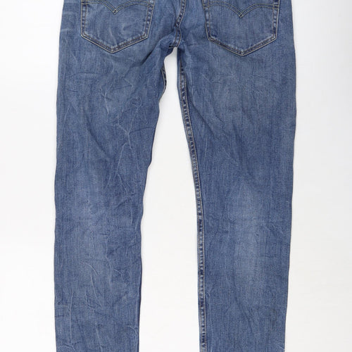 Levi's Mens Blue Cotton Straight Jeans Size 32 in L30 in Regular Button