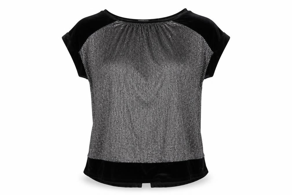 Front view of Oasis women’s black polyester basic blouse, size S, round neck