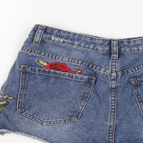 New Look Womens Blue Cotton Cut-Off Shorts Size 10 L3 in Regular Button