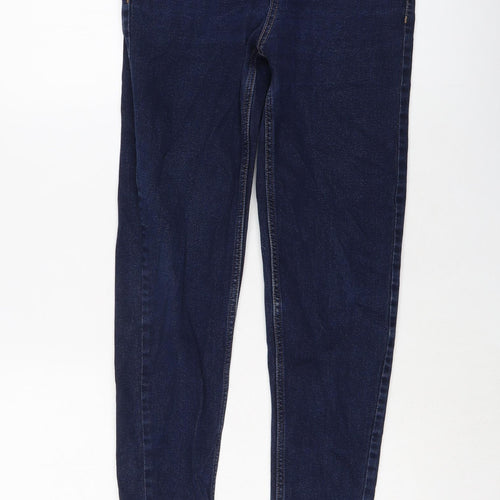 Marks and Spencer Womens Blue Cotton Skinny Jeans Size 8 L28 in Regular Button
