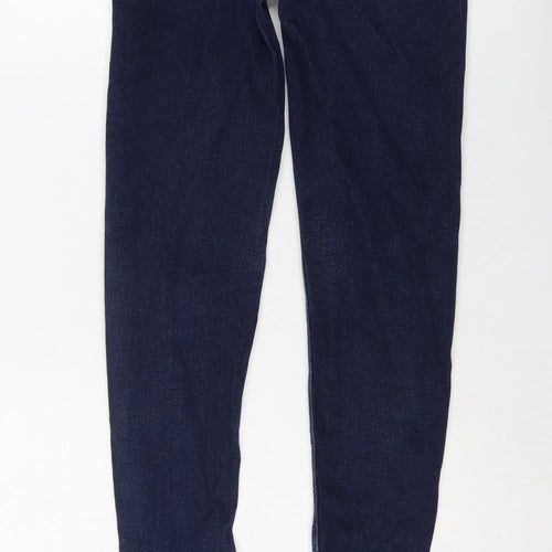 Marks and Spencer Womens Blue Cotton Skinny Jeans Size 8 L28 in Regular Button