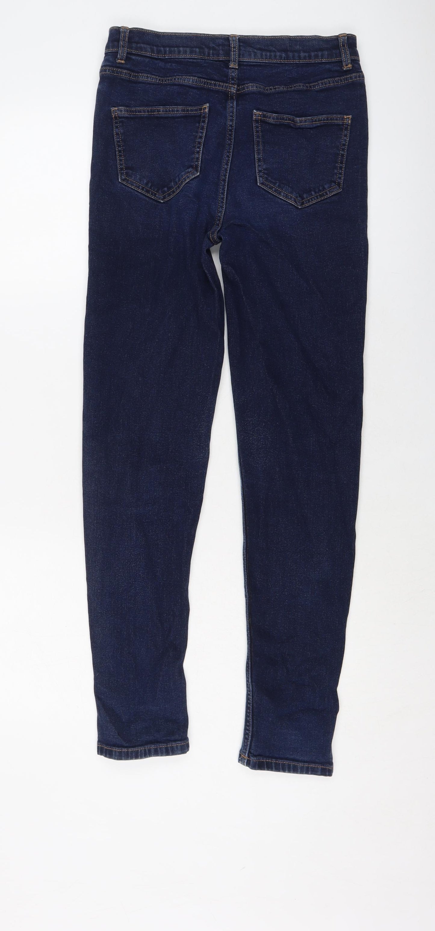 Marks and Spencer Womens Blue Cotton Skinny Jeans Size 8 L28 in Regular Button