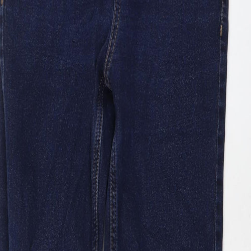Marks and Spencer Womens Blue Cotton Skinny Jeans Size 8 L28 in Regular Button