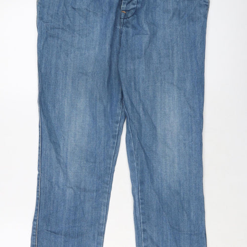 Topman Mens Blue Cotton Straight Jeans Size 32 in L26 in Regular Button