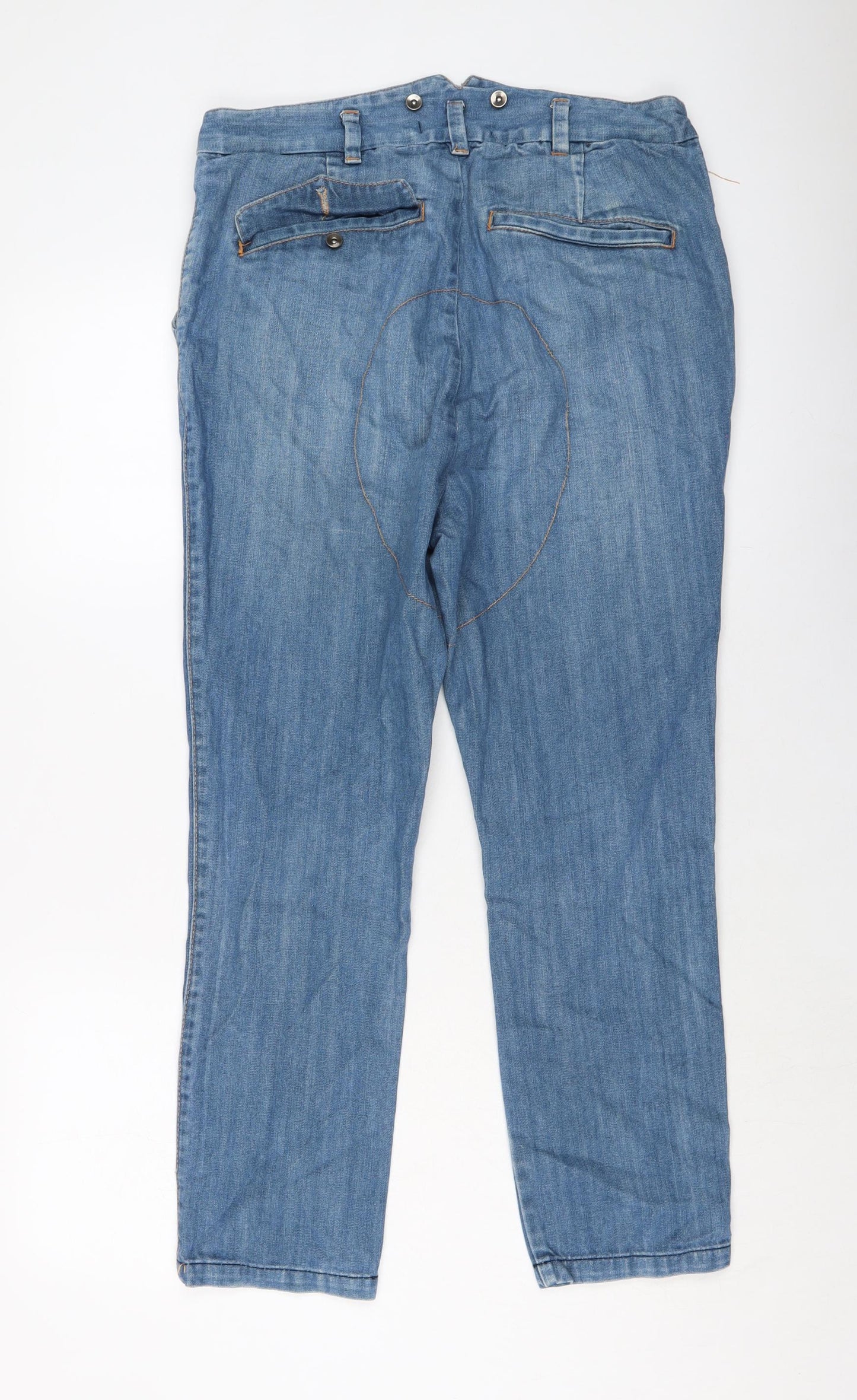 Topman Mens Blue Cotton Straight Jeans Size 32 in L26 in Regular Button