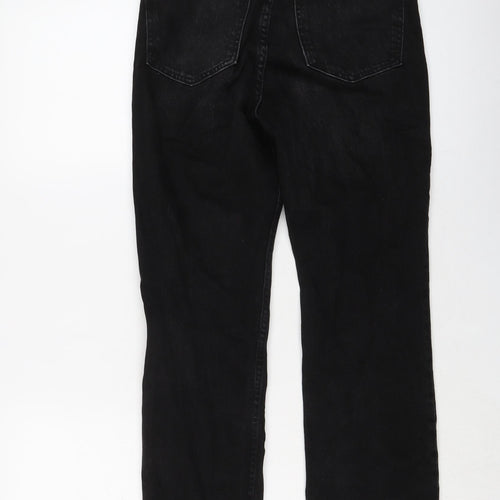 Zara Womens Black Cotton Straight Jeans Size 6 L28 in Regular Button