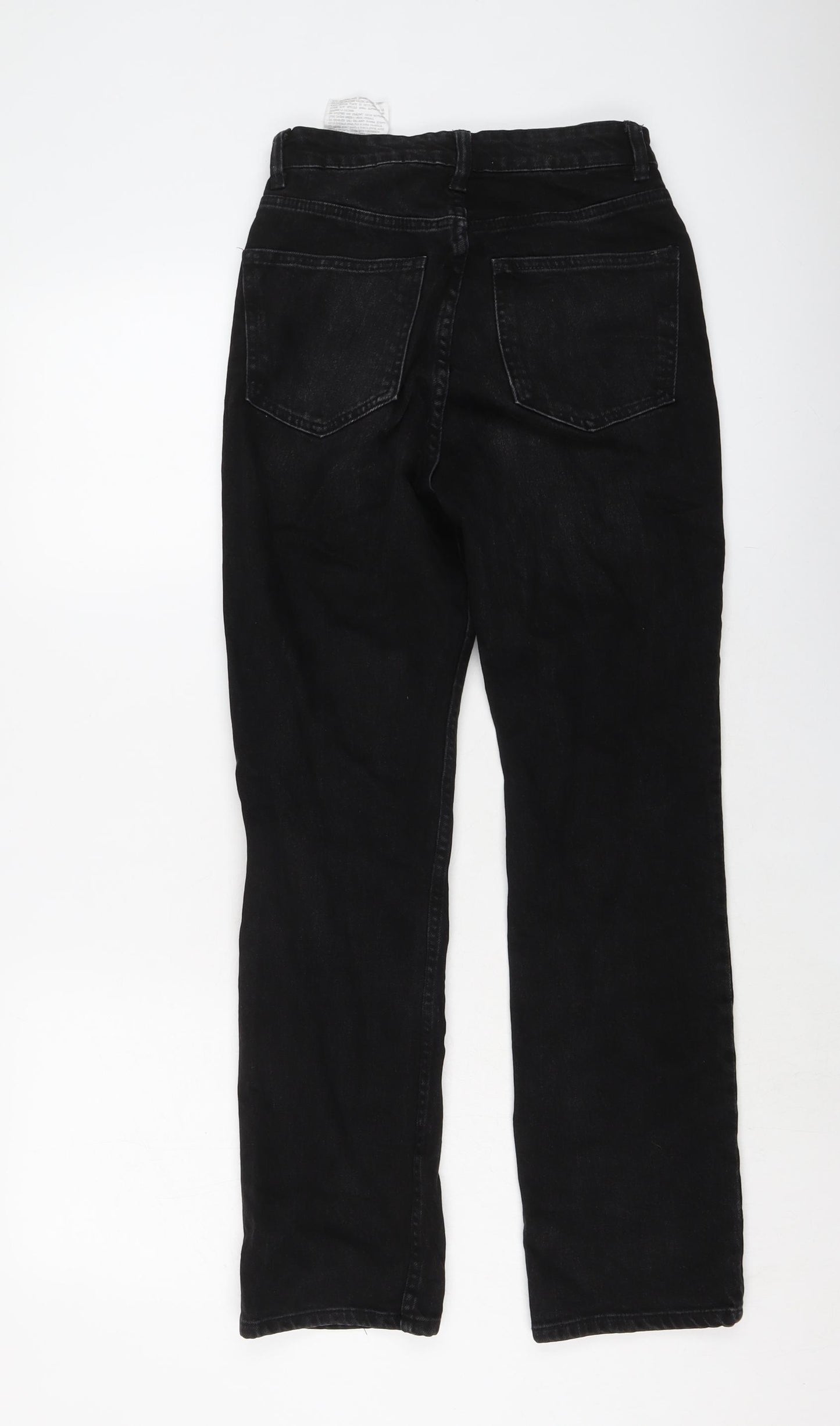 Zara Womens Black Cotton Straight Jeans Size 6 L28 in Regular Button