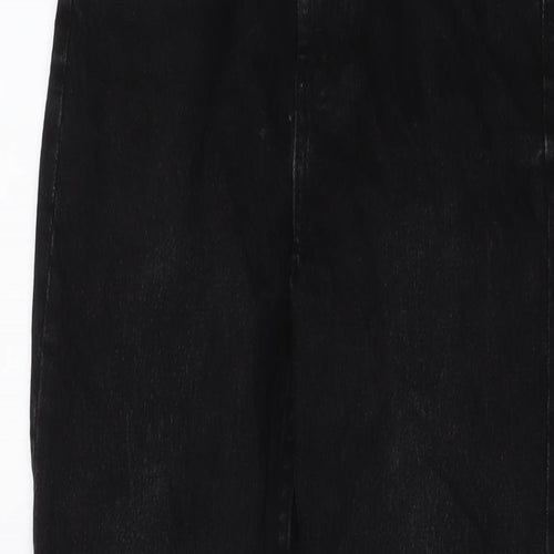 Zara Womens Black Cotton Straight Jeans Size 6 L28 in Regular Button