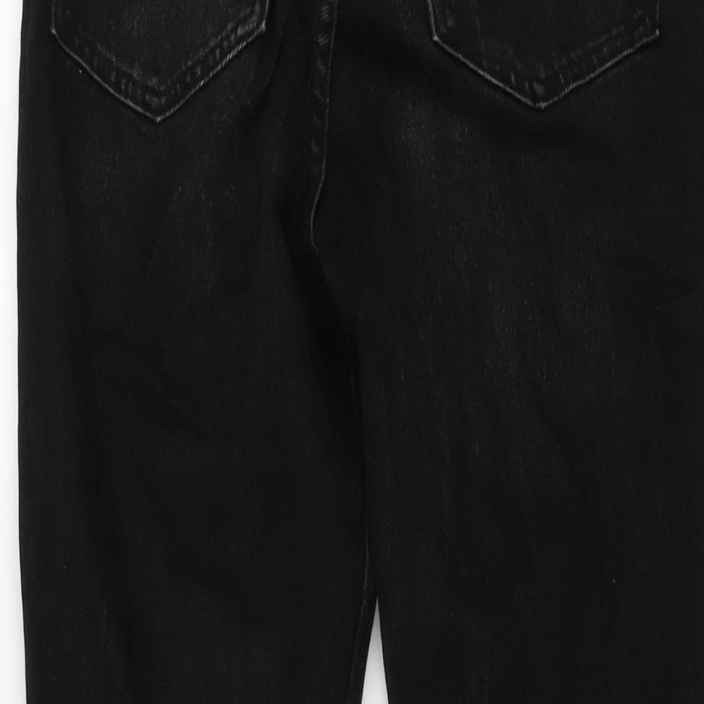 Zara Womens Black Cotton Straight Jeans Size 6 L28 in Regular Button