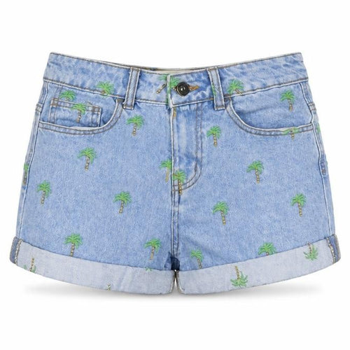 Denim & Co. Womens Blue Geometric Cotton Hot Pants Shorts Size 6 L3 in Regular Button