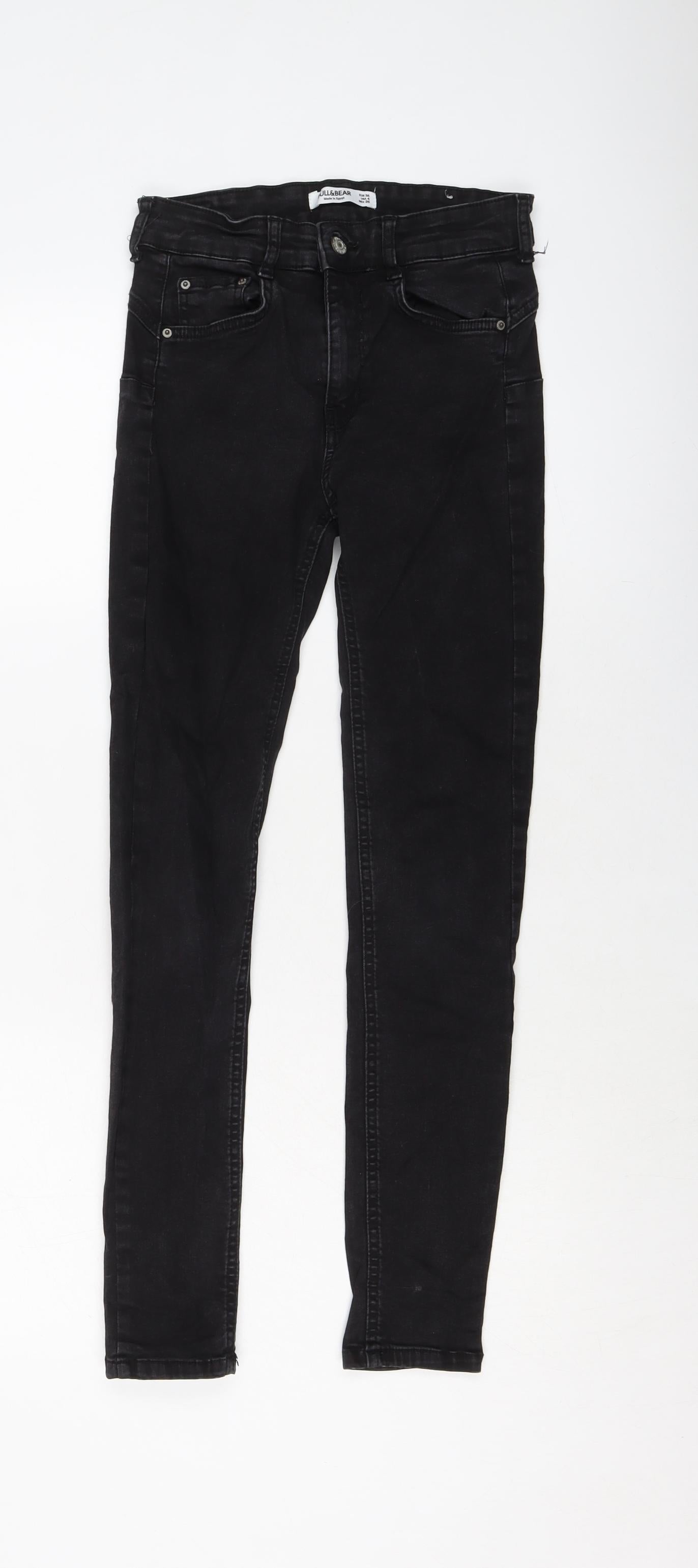 Pull&Bear Womens Black Cotton Skinny Jeans Size 8 L27 in Regular Button