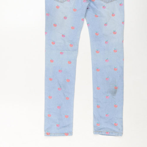 NEXT Girls Blue Geometric Cotton Skinny Jeans Size 9 Years Regular Button