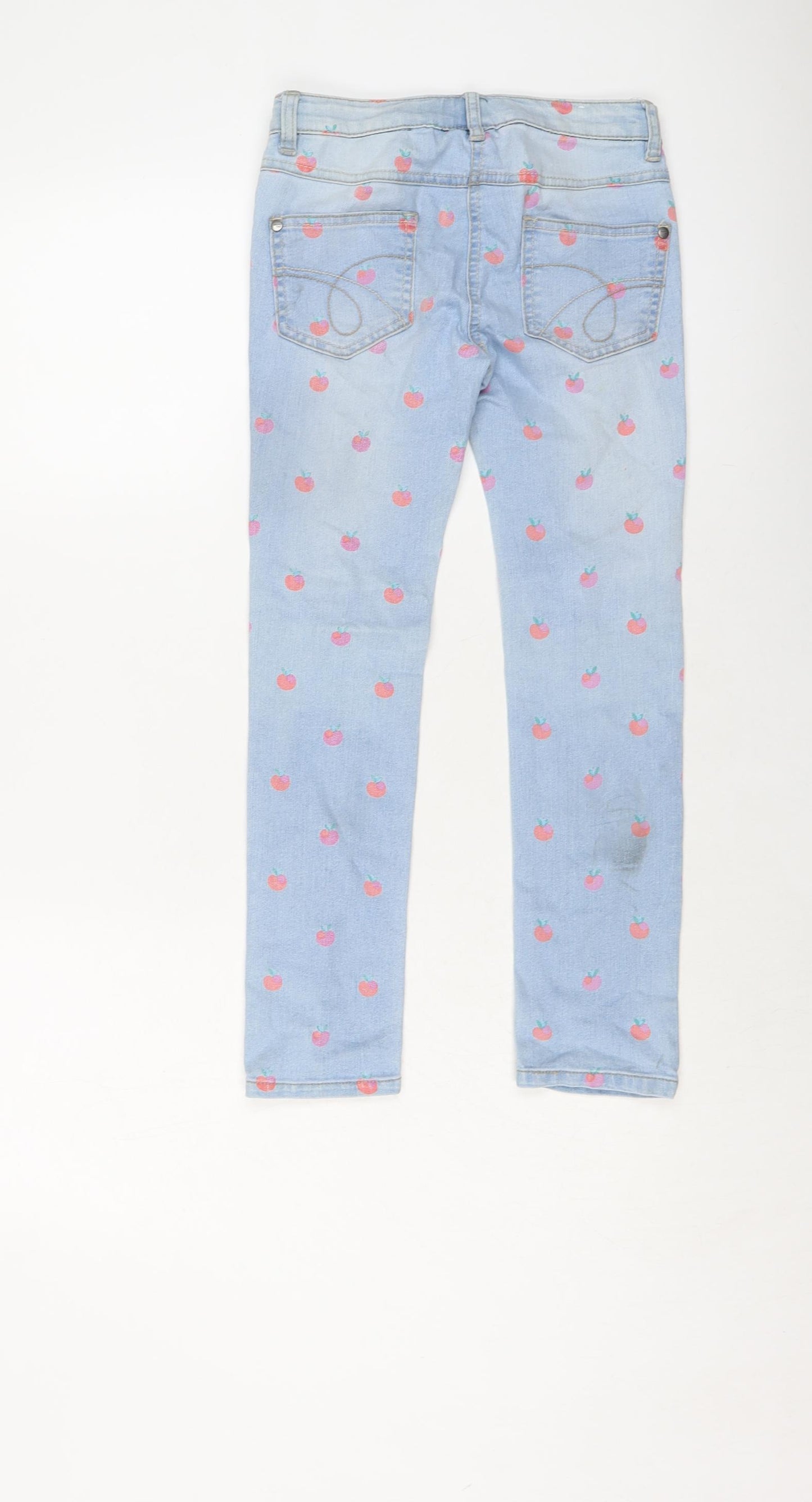 NEXT Girls Blue Geometric Cotton Skinny Jeans Size 9 Years Regular Button