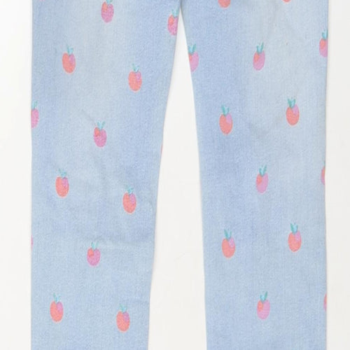NEXT Girls Blue Geometric Cotton Skinny Jeans Size 9 Years Regular Button
