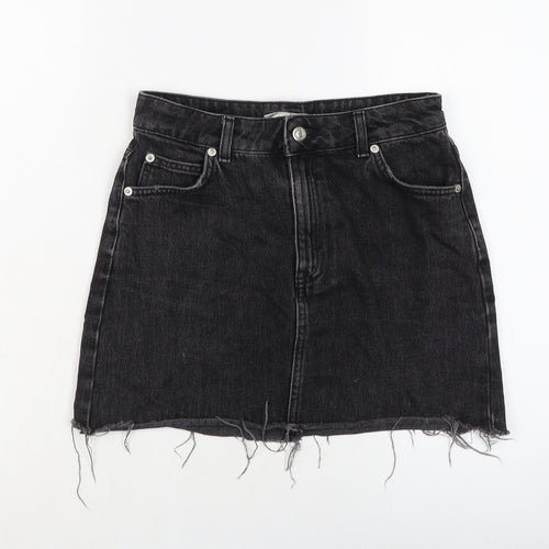 TRopsho[ Womens Grey Cotton Mini Skirt Size 8 Button