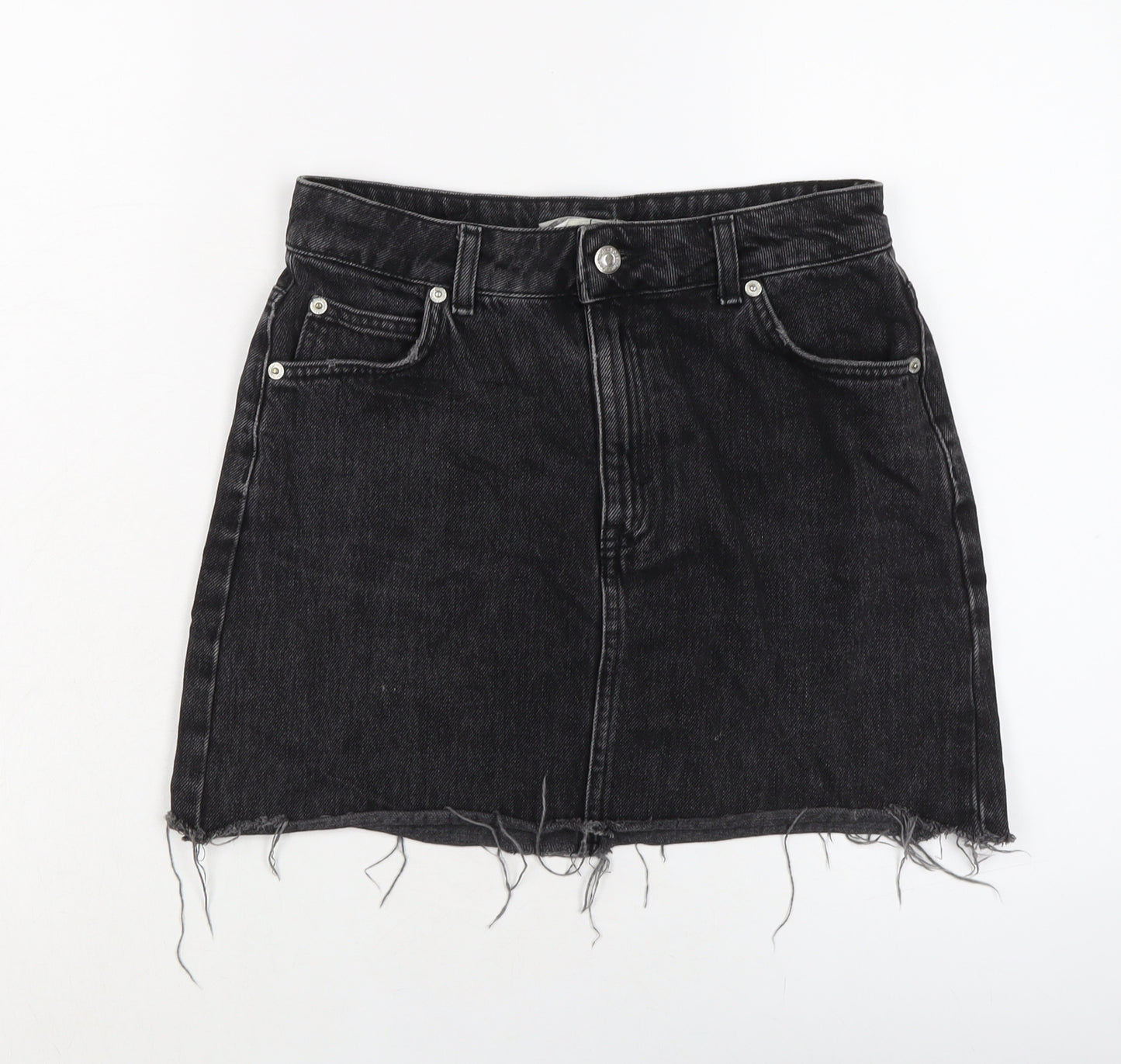 TRopsho[ Womens Grey Cotton Mini Skirt Size 8 Button