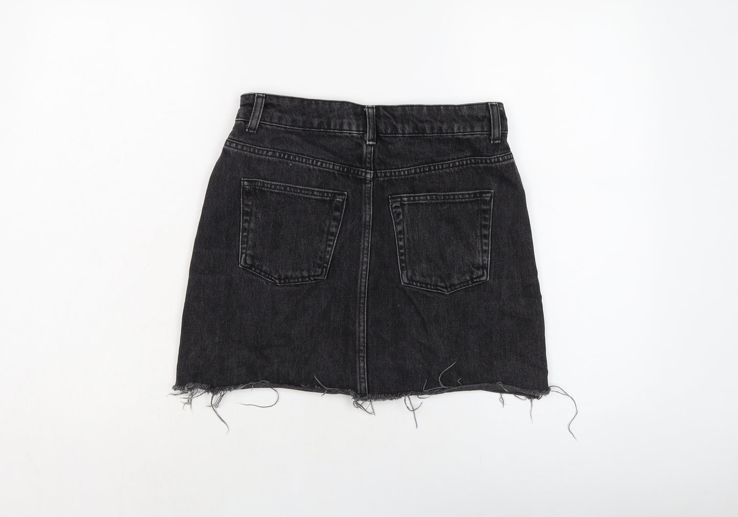 TRopsho[ Womens Grey Cotton Mini Skirt Size 8 Button