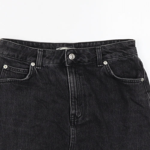 TRopsho[ Womens Grey Cotton Mini Skirt Size 8 Button