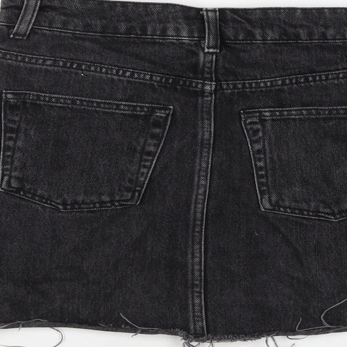 TRopsho[ Womens Grey Cotton Mini Skirt Size 8 Button