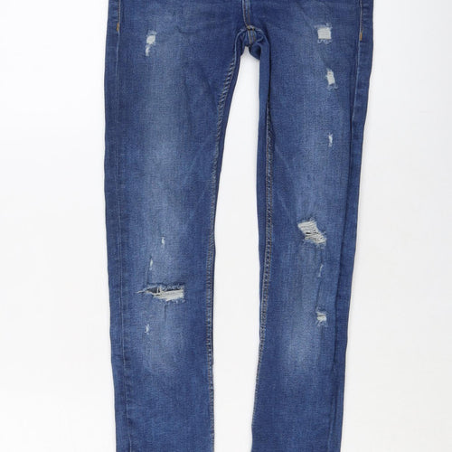 Zara Womens Blue Cotton Skinny Jeans Size 24 in L27 in Regular Button