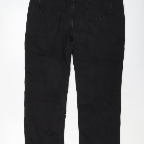 Marks and Spencer Womens Grey Cotton Straight Jeans Size 16 L27 in Regular Button