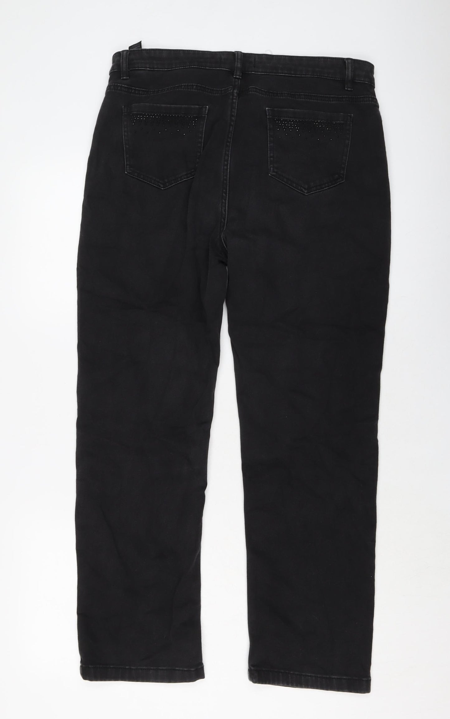Marks and Spencer Womens Grey Cotton Straight Jeans Size 16 L27 in Regular Button