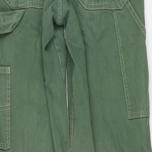 Pull&Bear Womens Green Cotton Wide-Leg Jeans Size 6 L31 in Regular Button