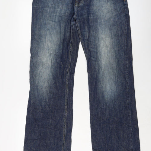 NEXT Mens Blue Cotton Straight Jeans Size 34 in L34 in Regular Button - Vintage