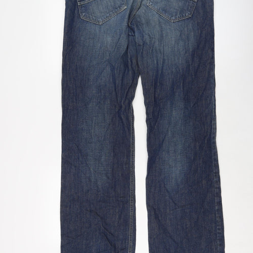 NEXT Mens Blue Cotton Straight Jeans Size 34 in L34 in Regular Button - Vintage