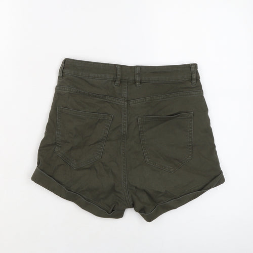 H&M Womens Green Cotton Hot Pants Shorts Size 8 L3 in Regular Button