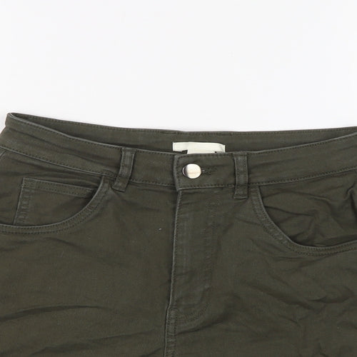 H&M Womens Green Cotton Hot Pants Shorts Size 8 L3 in Regular Button
