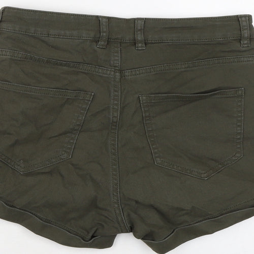 H&M Womens Green Cotton Hot Pants Shorts Size 8 L3 in Regular Button