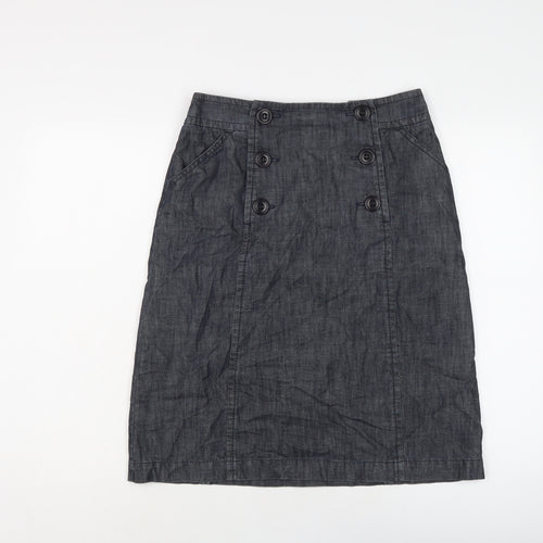 L.K. Bennett Womens Blue Cotton A-Line Skirt Size 10 Zip