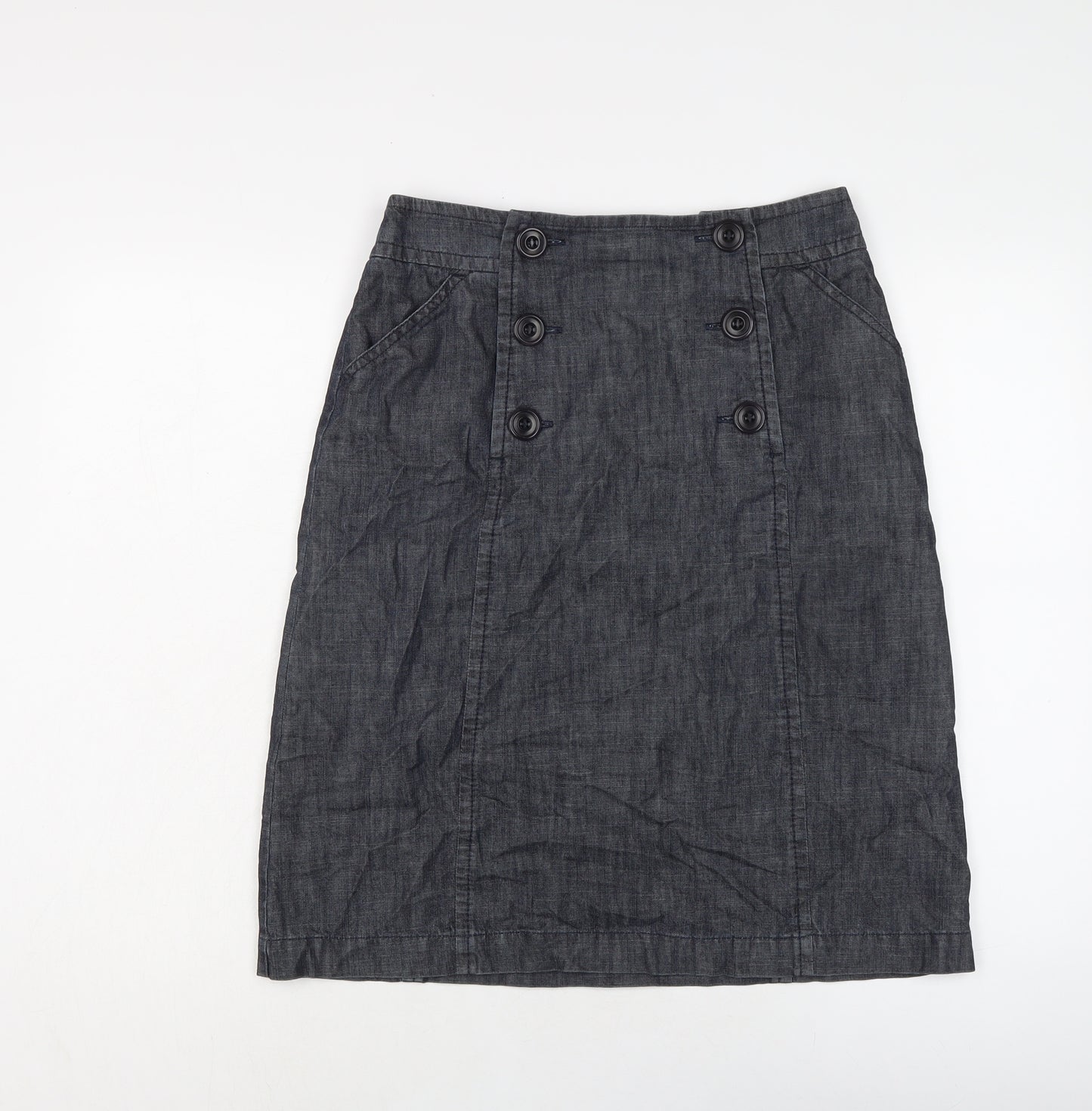L.K. Bennett Womens Blue Cotton A-Line Skirt Size 10 Zip