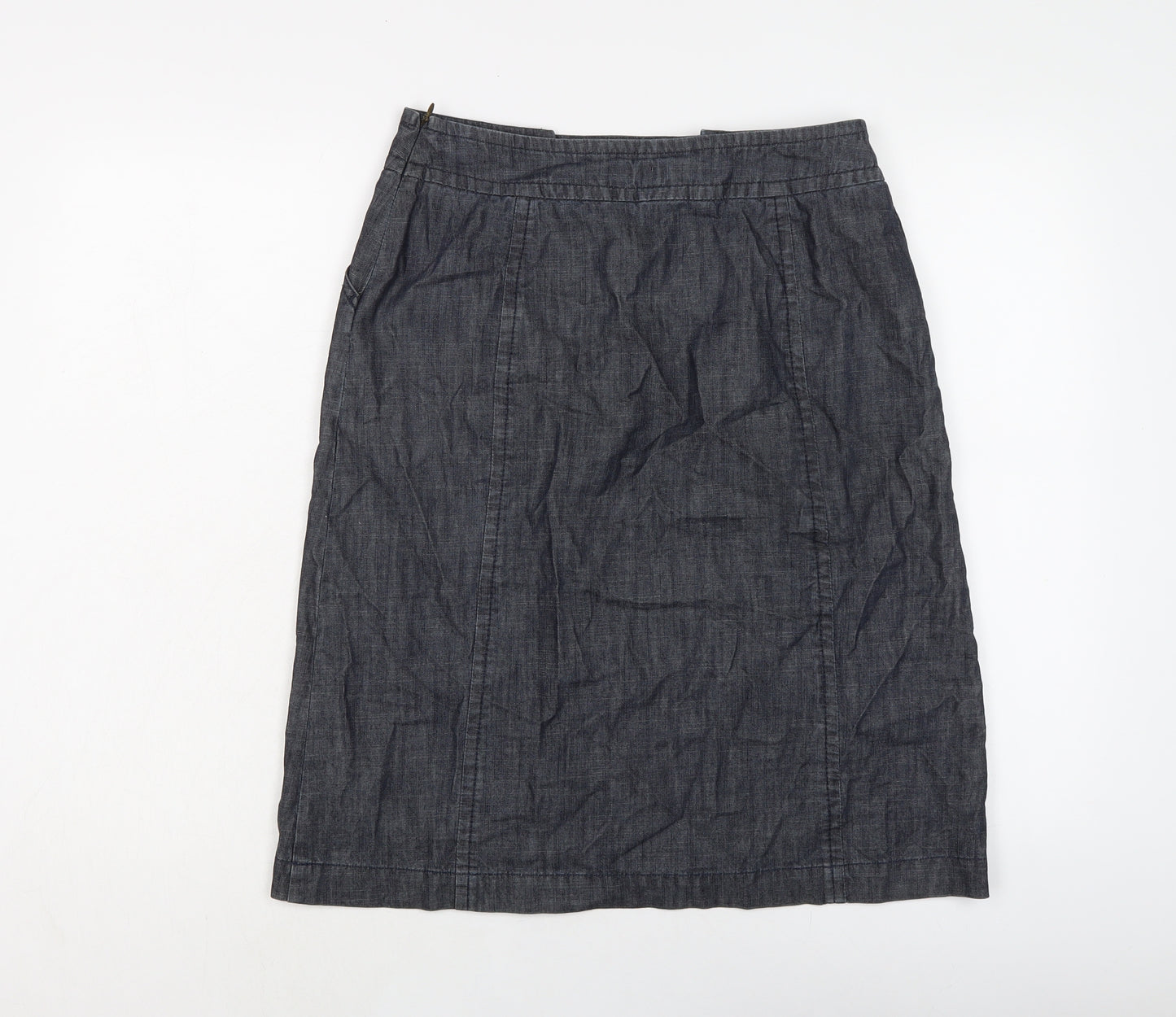 L.K. Bennett Womens Blue Cotton A-Line Skirt Size 10 Zip