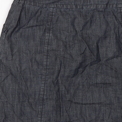 L.K. Bennett Womens Blue Cotton A-Line Skirt Size 10 Zip