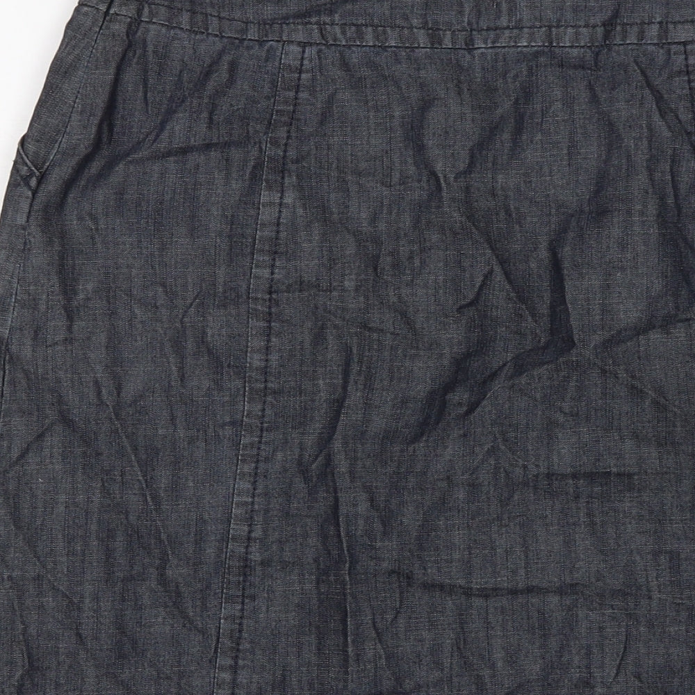 L.K. Bennett Womens Blue Cotton A-Line Skirt Size 10 Zip