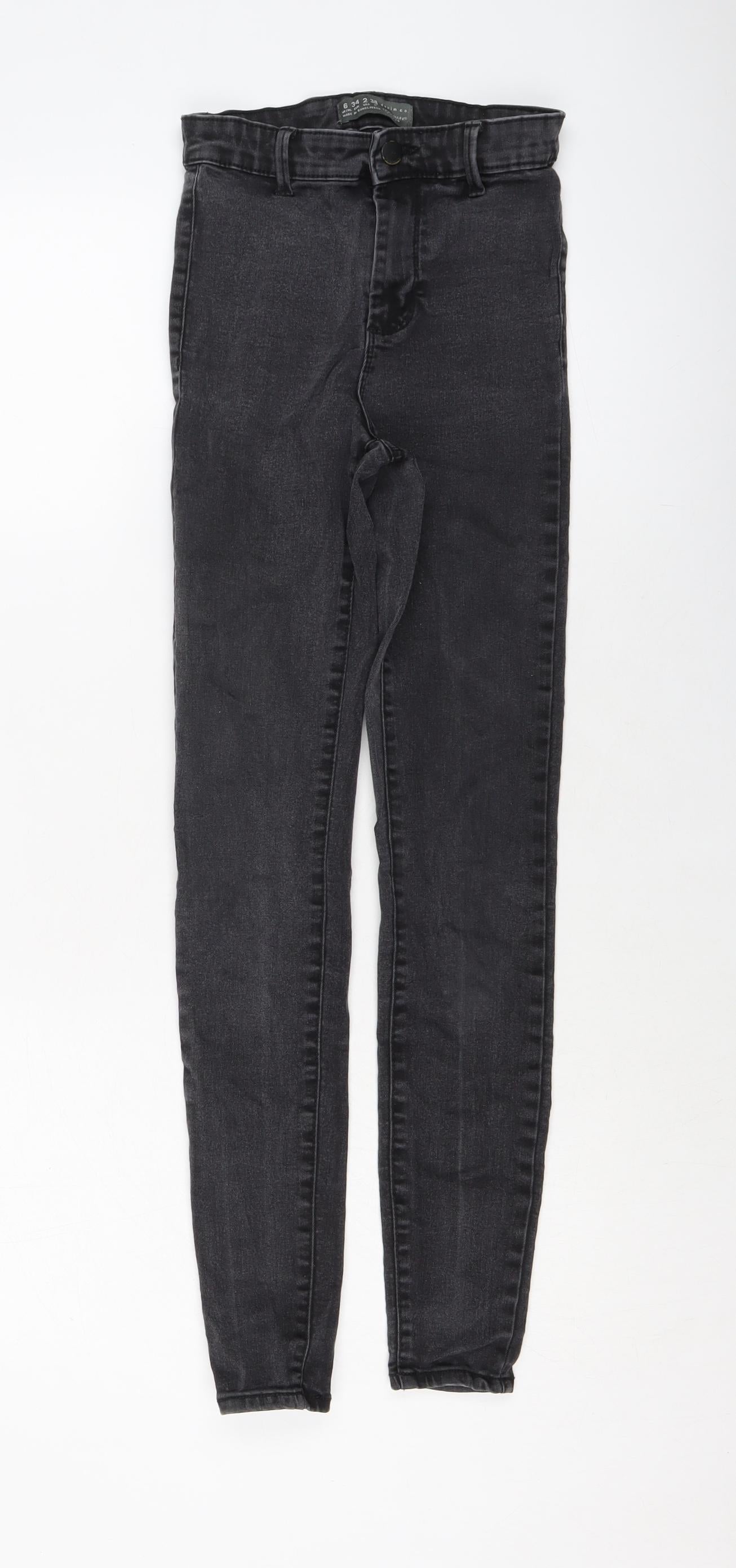 Denim & Co. Womens Grey Cotton Skinny Jeans Size 6 L27 in Regular Button