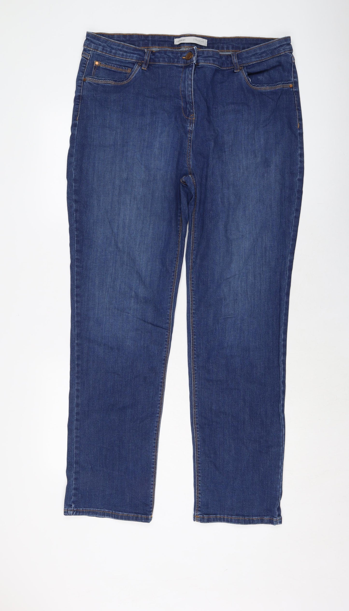 George Womens Blue Cotton Straight Jeans Size 20 L30 in Regular Button