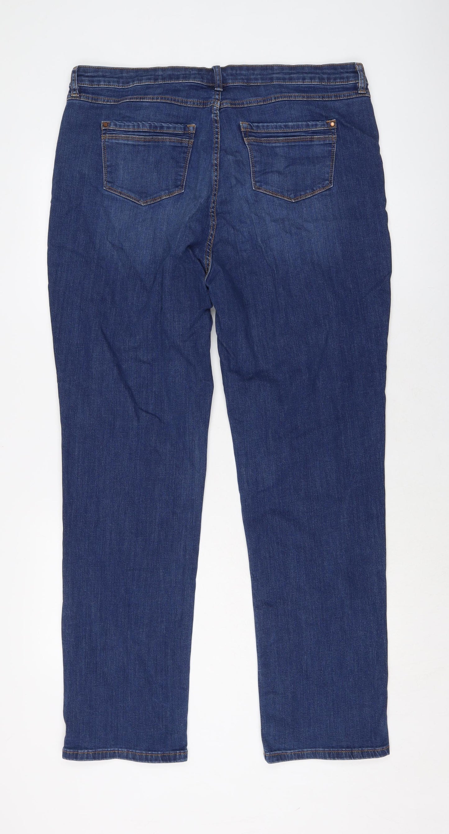 George Womens Blue Cotton Straight Jeans Size 20 L30 in Regular Button