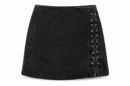New Look Girls Black Cotton A-Line Skirt Size 13 Years Regular Zip