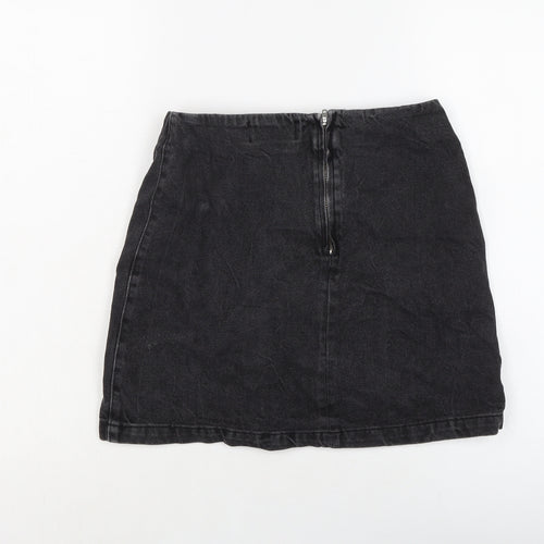 New Look Girls Black Cotton A-Line Skirt Size 13 Years Regular Zip
