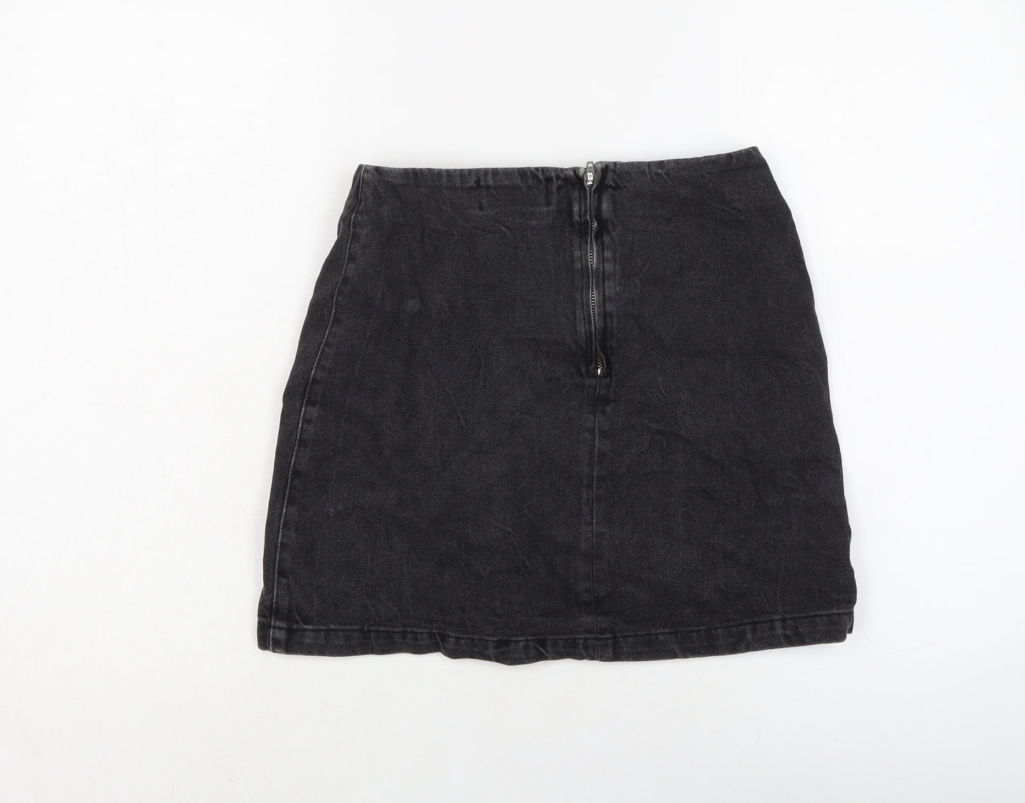New Look Girls Black Cotton A-Line Skirt Size 13 Years Regular Zip