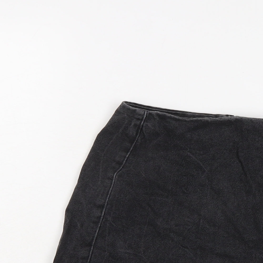 New Look Girls Black Cotton A-Line Skirt Size 13 Years Regular Zip